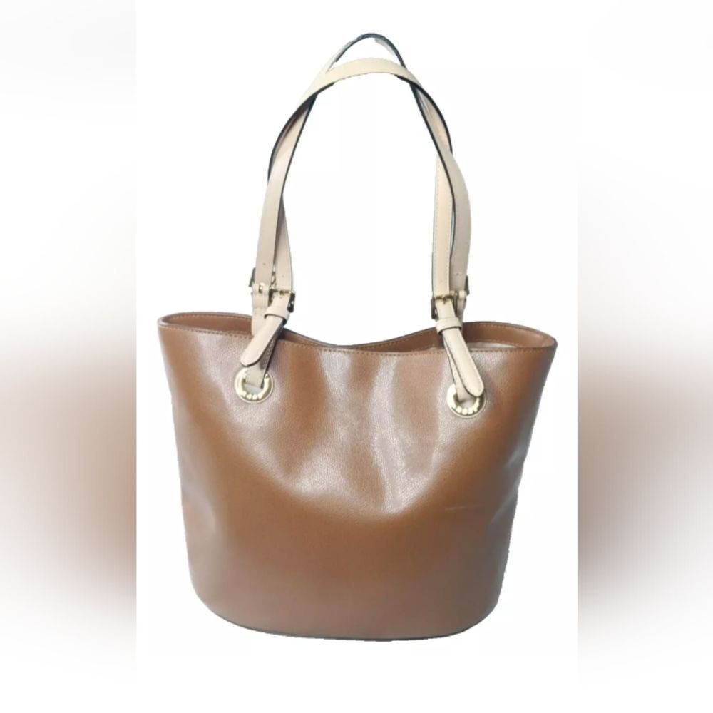 Michael Kors Jet Set Leather Tote Bag Medium Luggage Brown Handbag - Picture 2 of 12